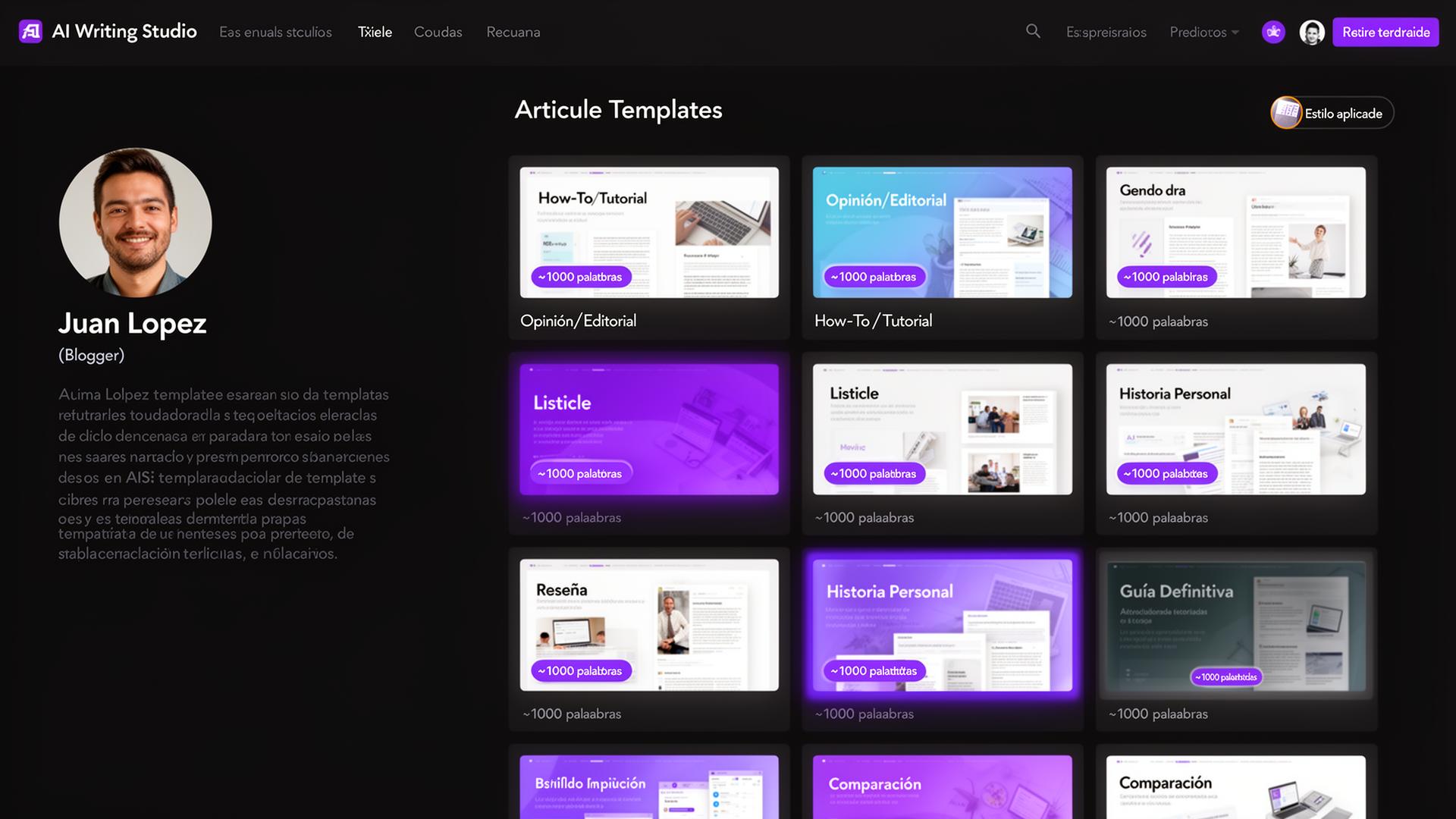 Article templates in AI News Studio